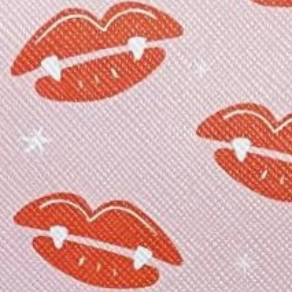 NWT ~ THE VINTAGE COSMETIC CO PINK RED LIP COSMETIC MAKE - UP TRAVEL BAG / CASE